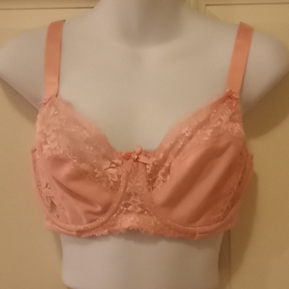 Glamorise Pink Satin & Lace Balconet Bra